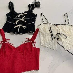 Stylish Black, Red, and White Crop Tops